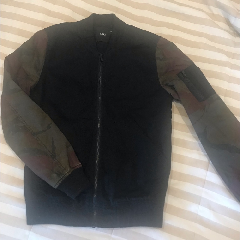 Asos Black Military Sleeved Bomber